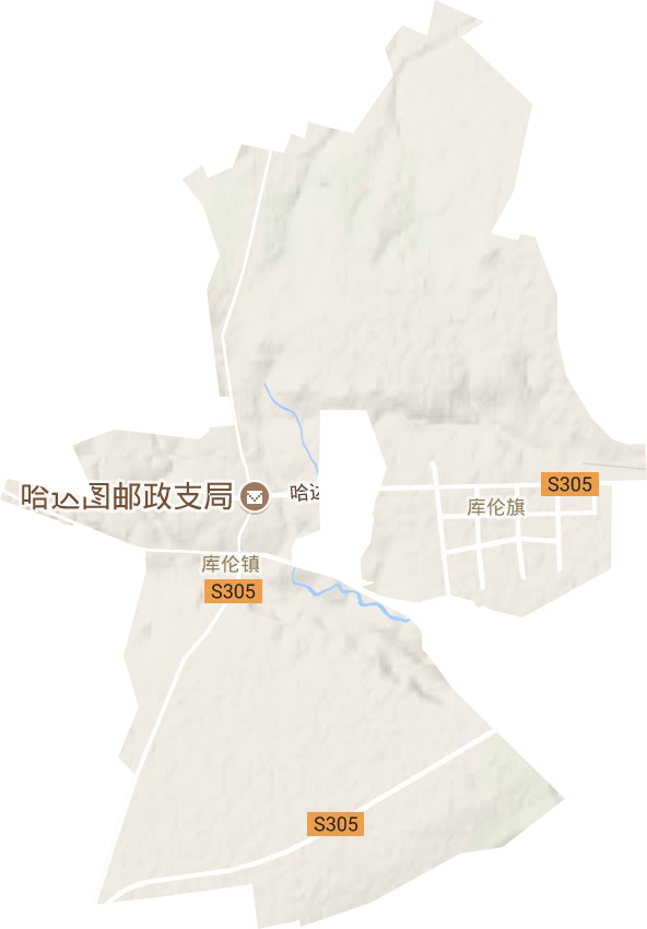 库伦街道地形地图