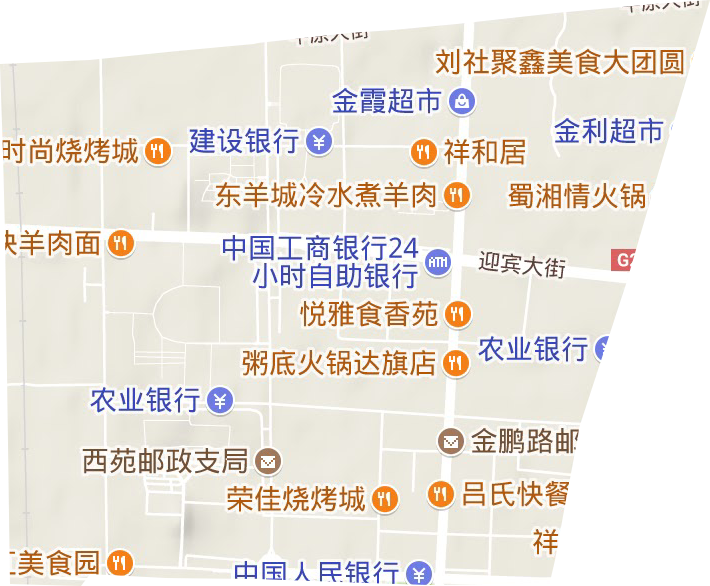 西园街道地形地图