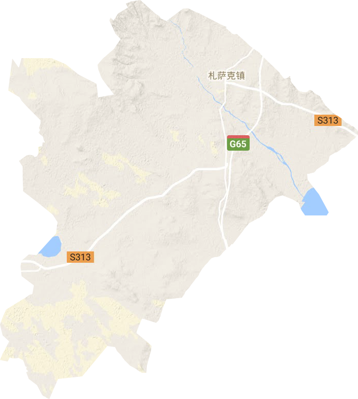 札萨克镇地形地图