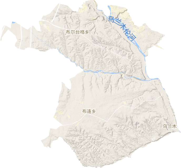 乌兰木伦镇地形地图