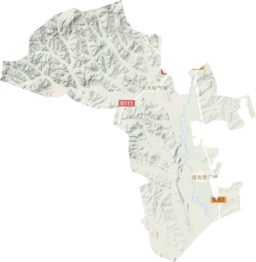 成吉思汗镇地形地图