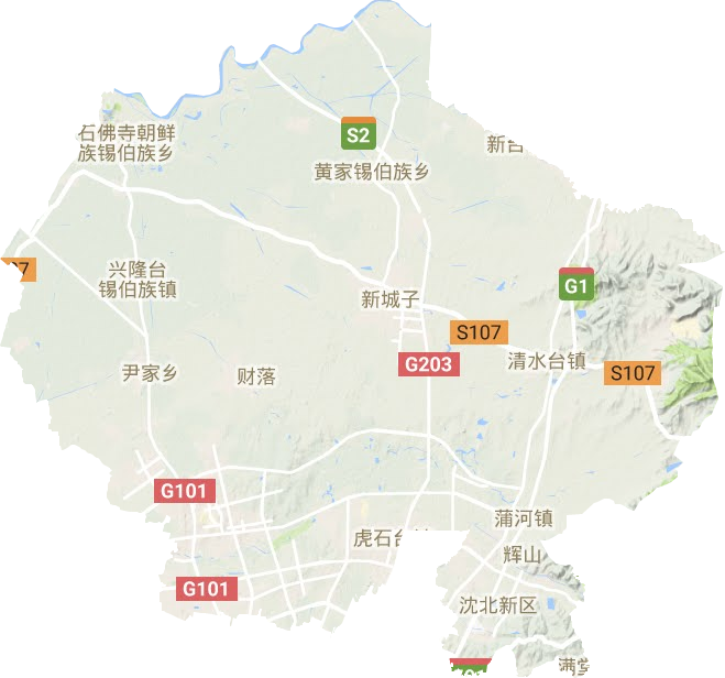 沈北新区地形地图
