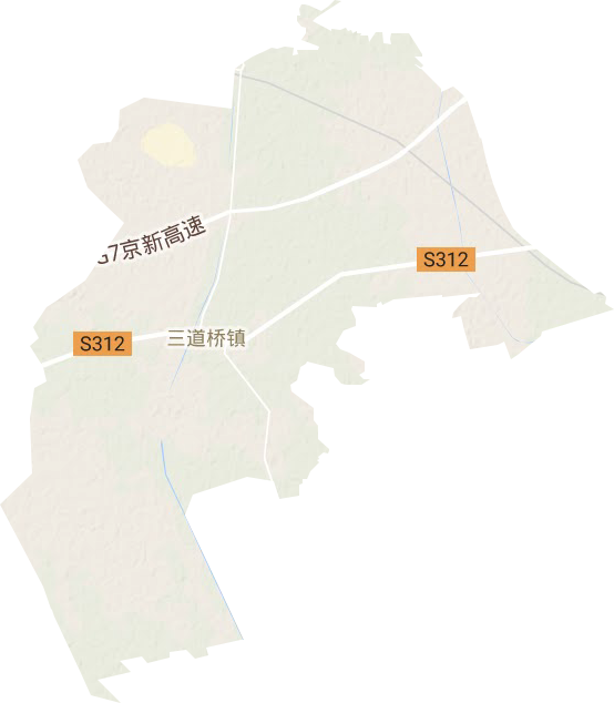 三道桥镇地形地图
