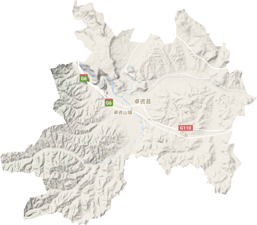 卓资山镇地形地图