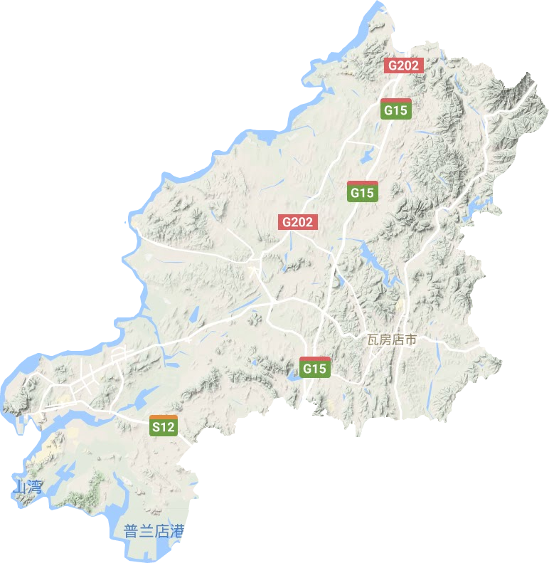 瓦房店市地形地图
