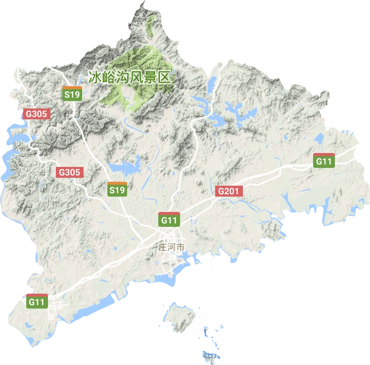 庄河市地形地图