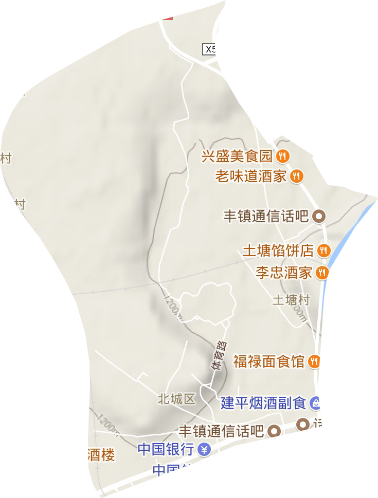 北城区街道地形地图