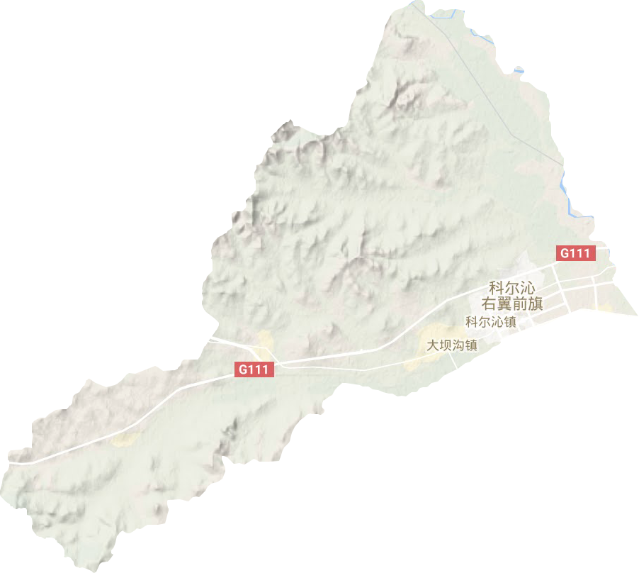 科尔沁镇地形地图
