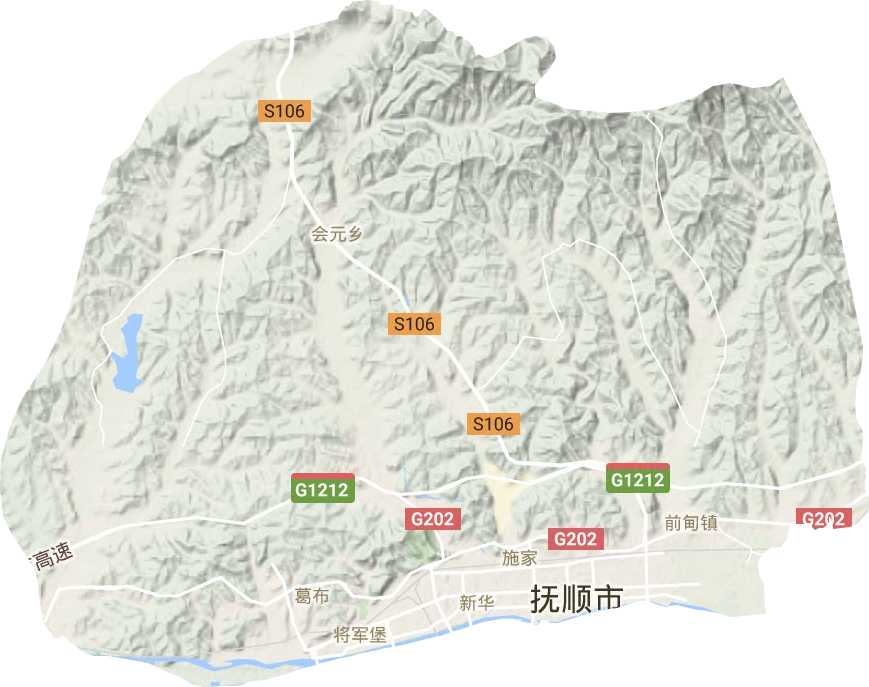 顺城区地形地图