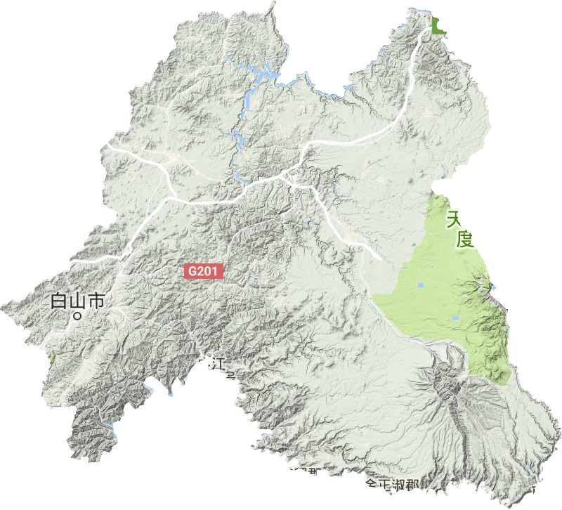 白山市地形地图