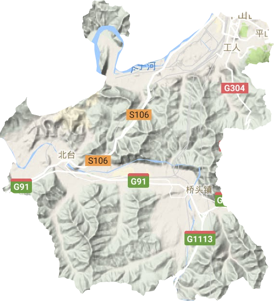 平山区地形地图