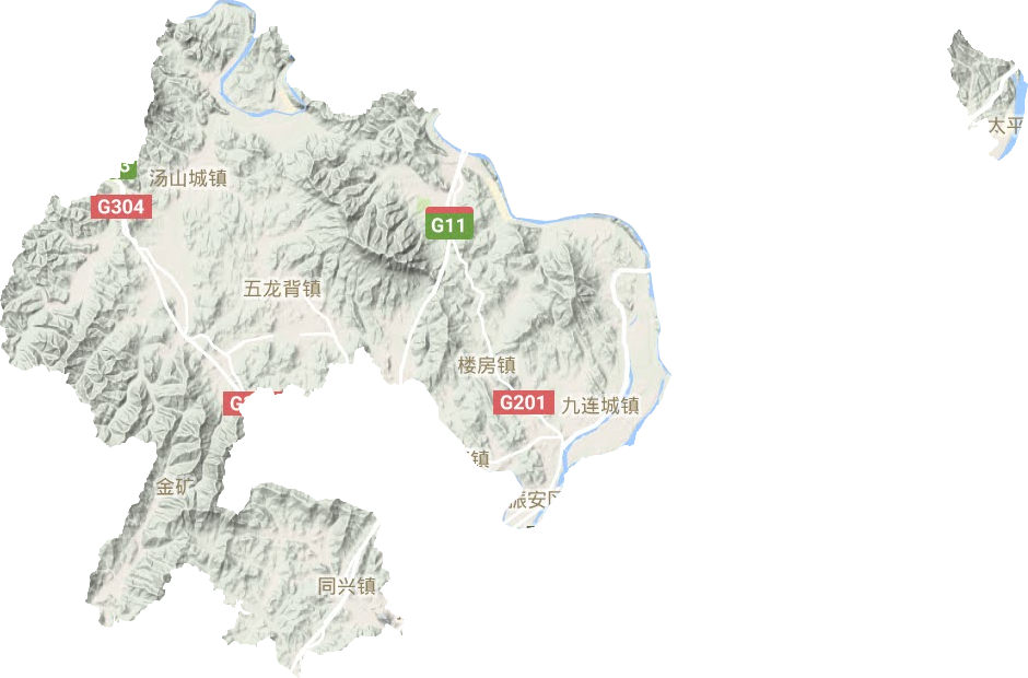 振安区地形地图