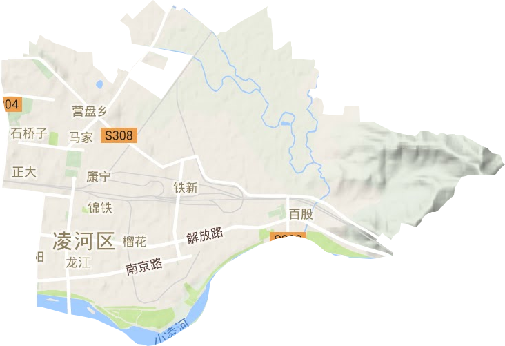 凌河区地形地图