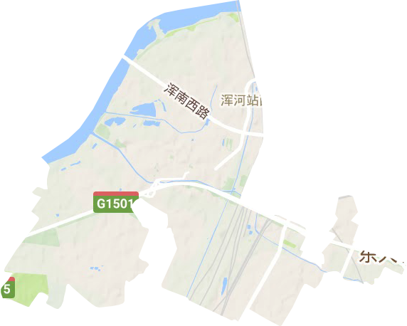 浑河站西街道地形地图