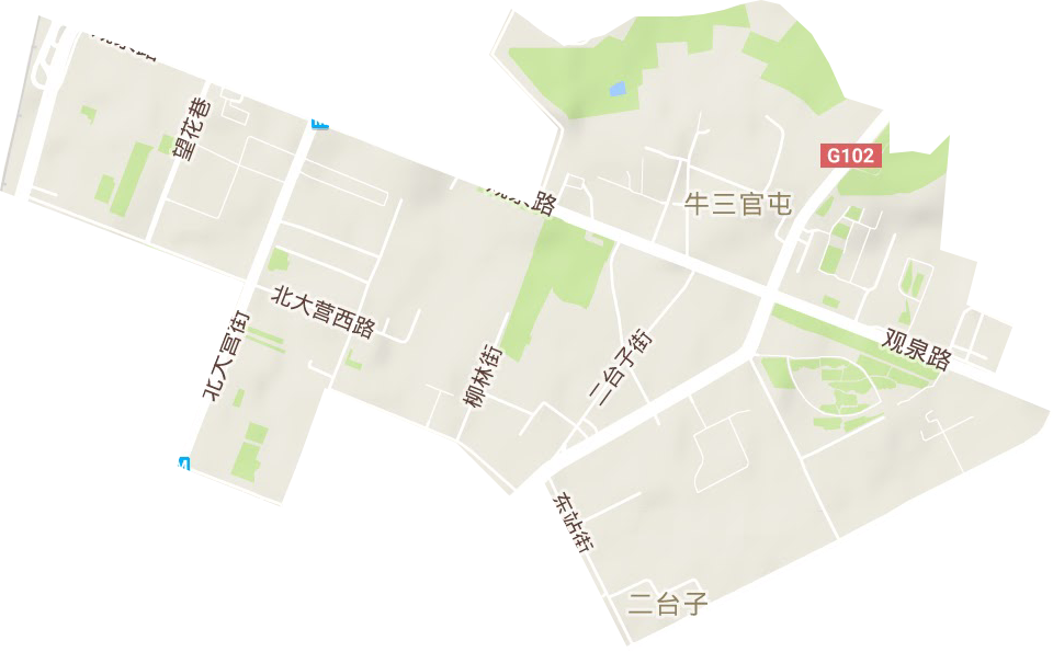 二台子街道地形地图