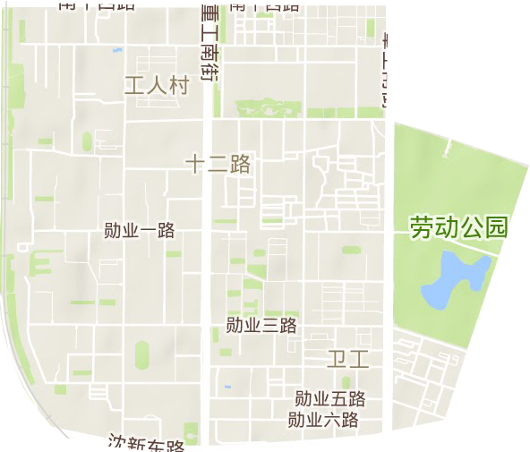 工人村街道地形地图