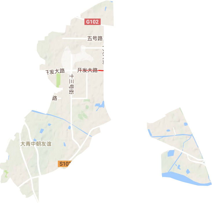 大青中朝友谊街道地形地图