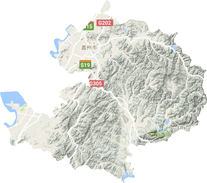 盖州市地形地图