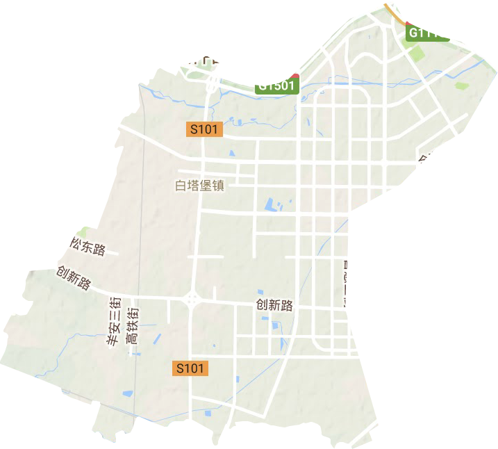 白塔街道地形地图