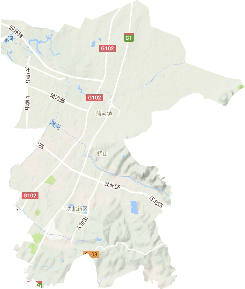 辉山街道地形地图