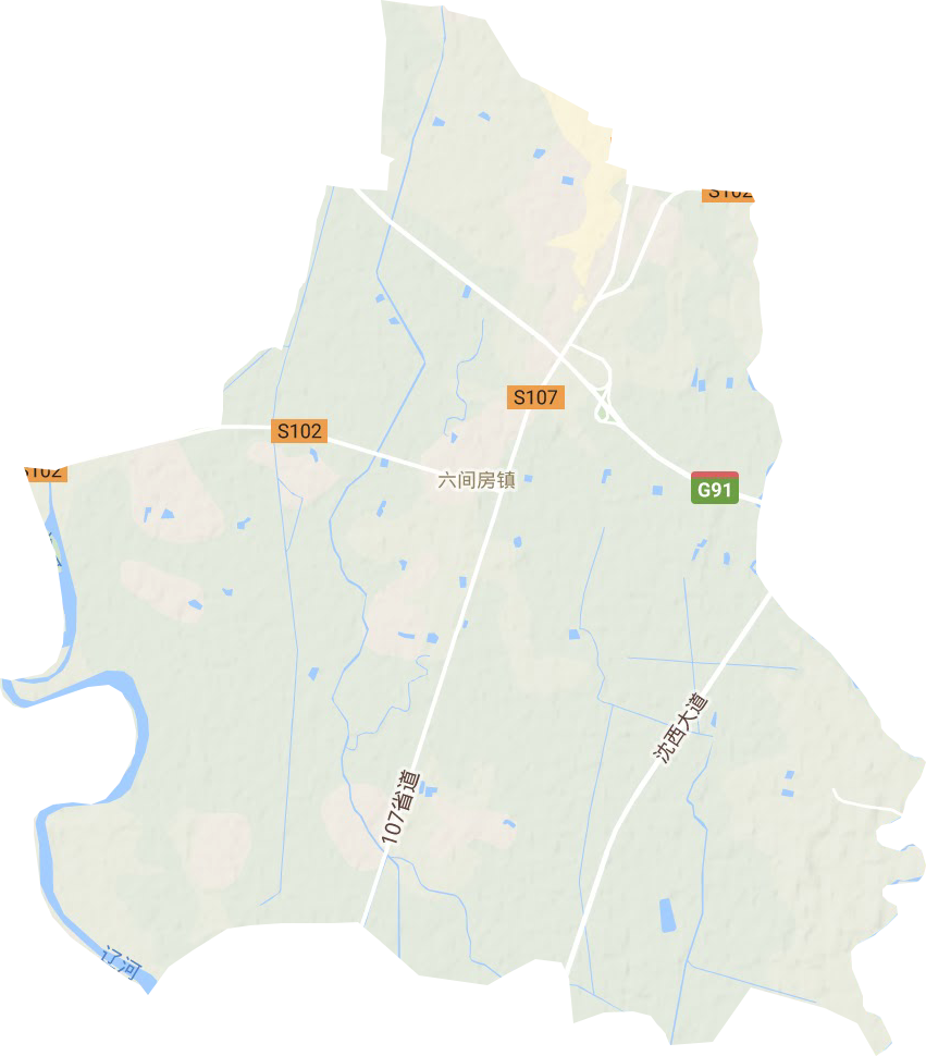 六间房镇地形地图
