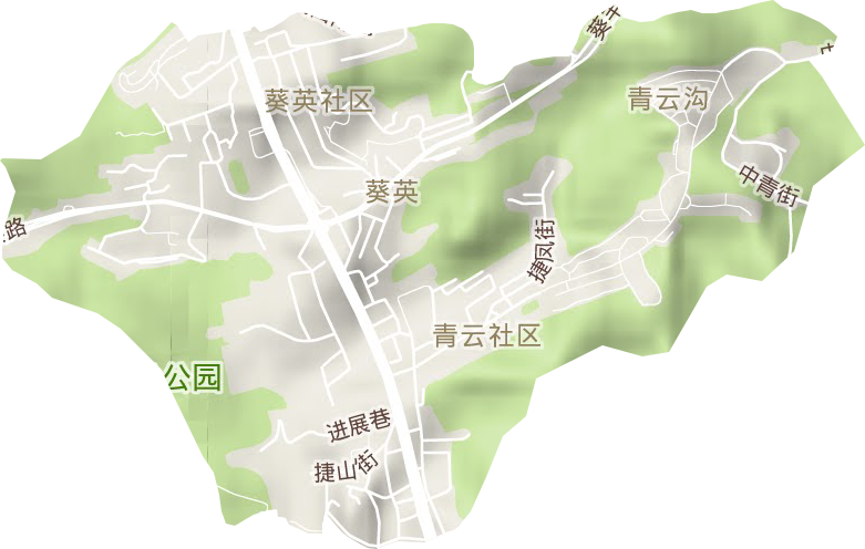 葵英街道地形地图