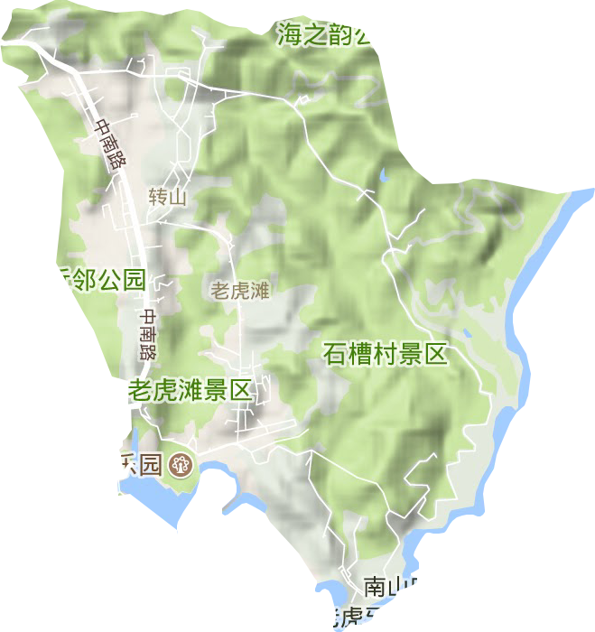 老虎滩街道地形地图