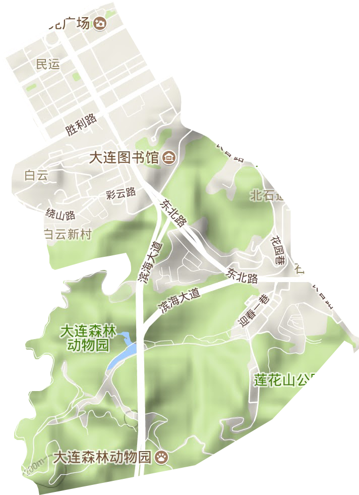 白云街道地形地图