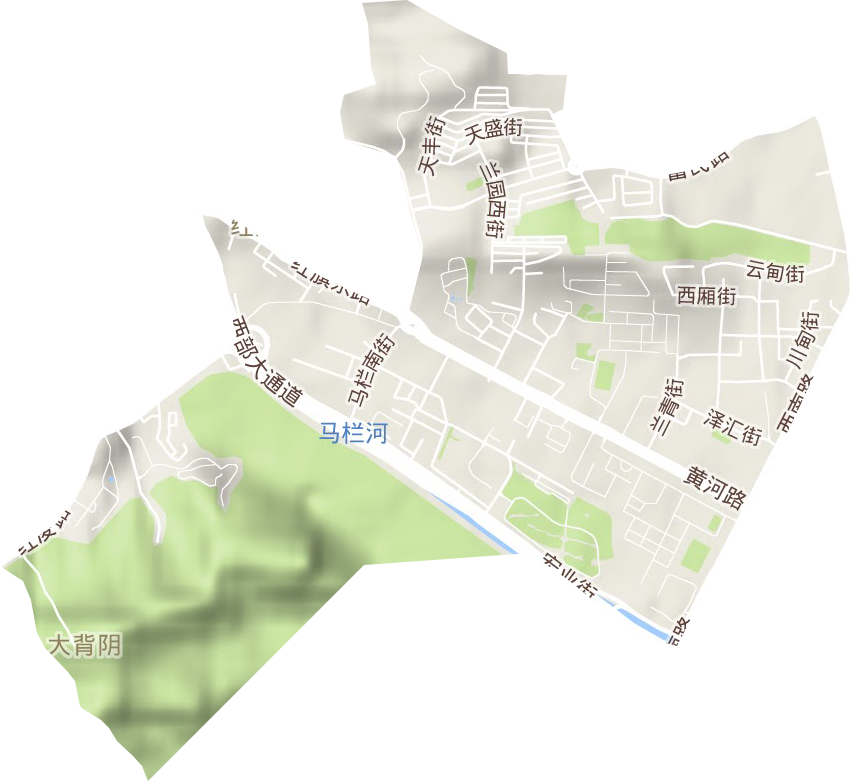 马栏街道地形地图