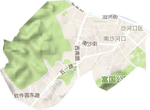 南沙河口街道地形地图
