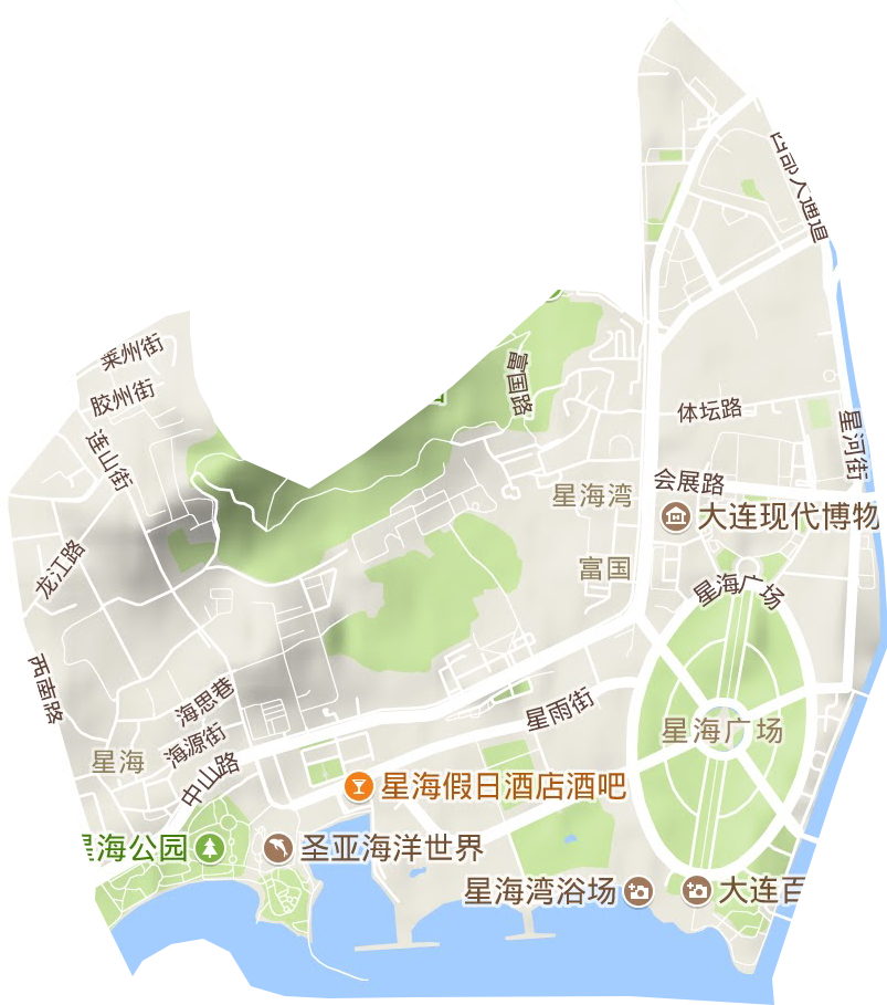 星海湾街道地形地图