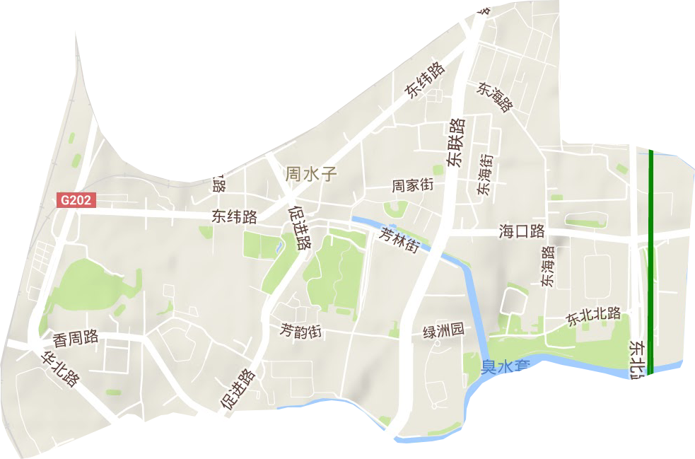周水子街道地形地图