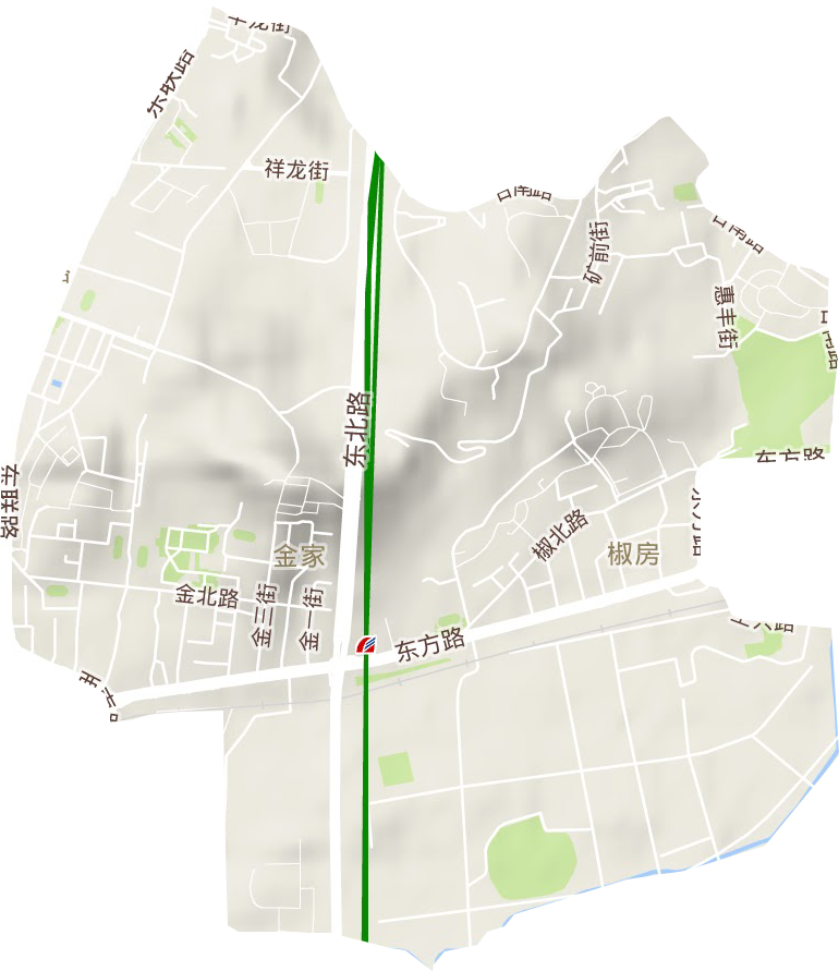 椒金山街道地形地图