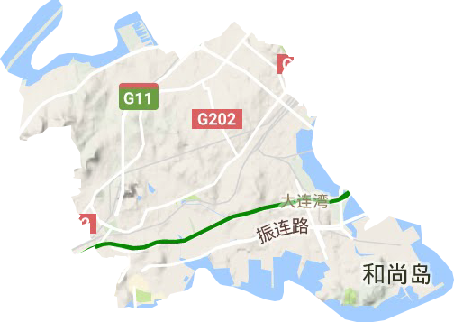 大连湾街道地形地图