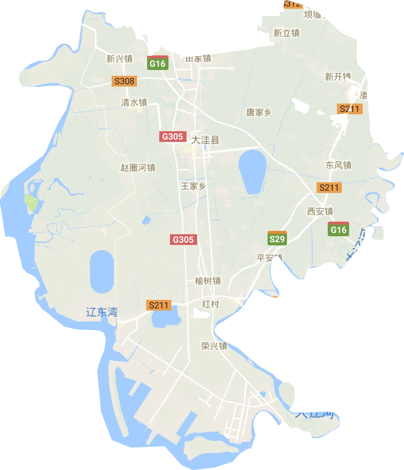 大洼区地形地图