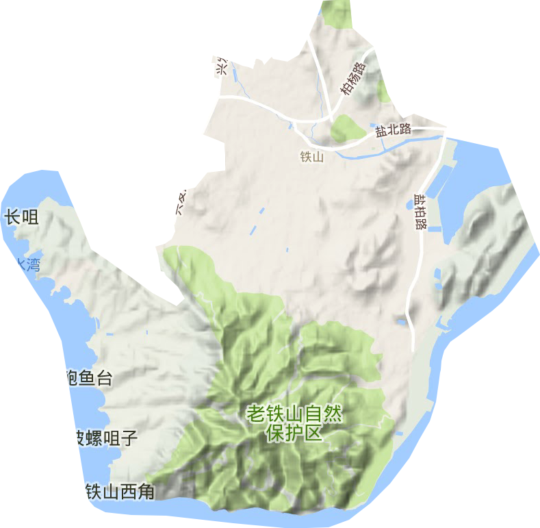 铁山街道地形地图