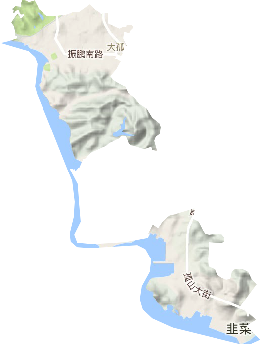 大孤山街道地形地图