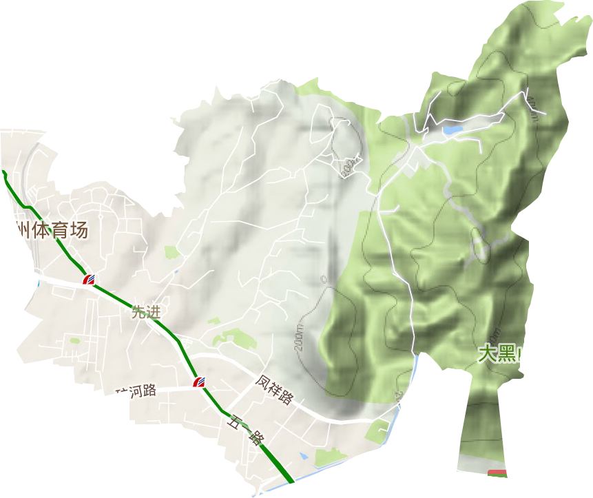 先进街道地形地图