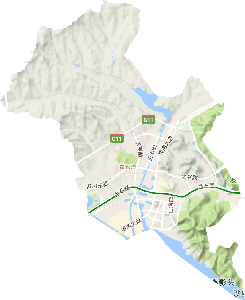 董家沟街道地形地图