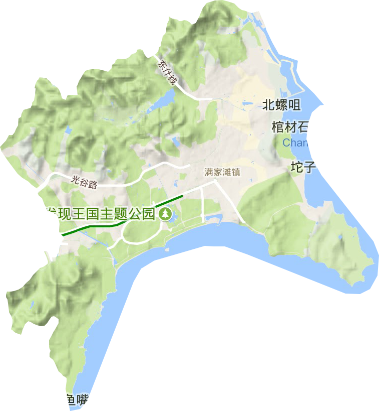 金石滩街道地形地图