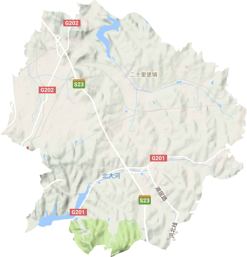 二十里堡街道地形地图