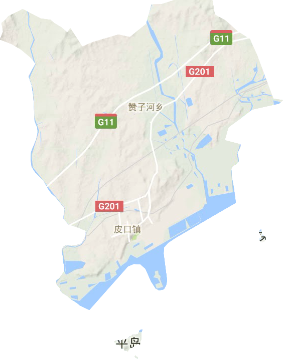 皮口街道地形地图