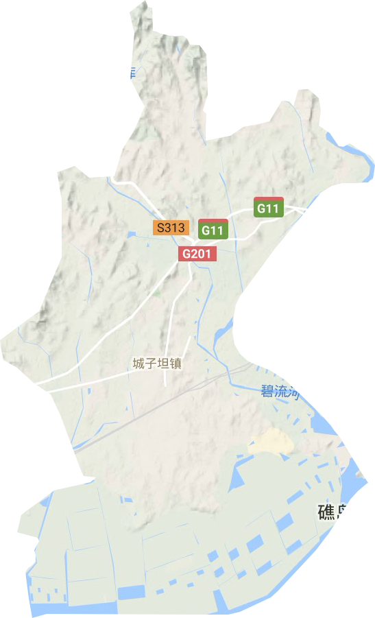 城子坦街道地形地图