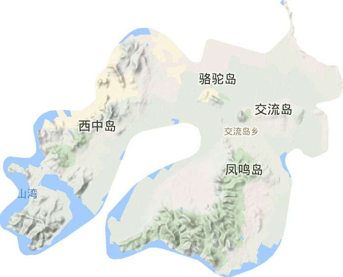 交流岛街道地形地图