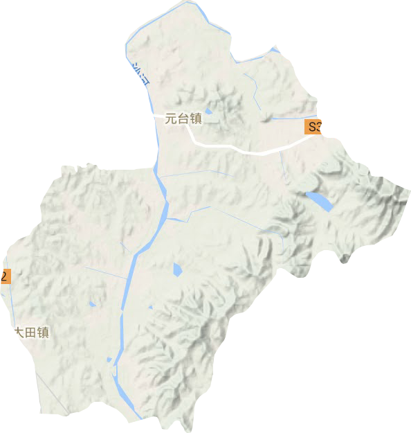 元台镇地形地图