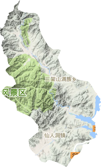 仙人洞镇地形地图