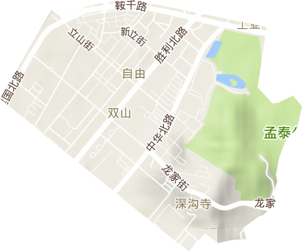 双山街道地形地图