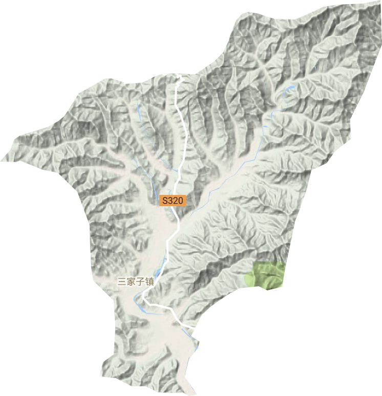 三家子镇地形地图