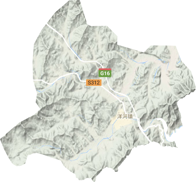 洋河镇地形地图