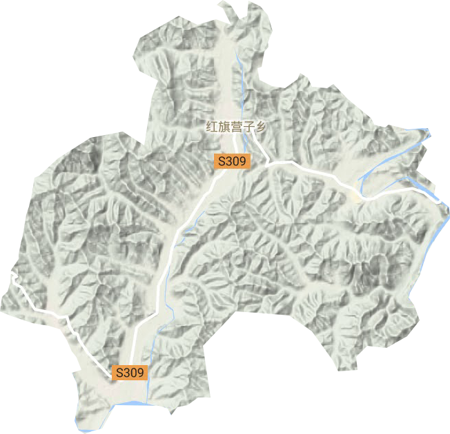 红旗营子乡地形地图